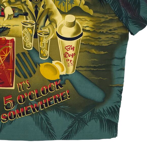 Big Dogs Shirt Mens Large Button Up Hawaiian 5 O'Clock Somewhere Cocktails - Picture 11 of 11